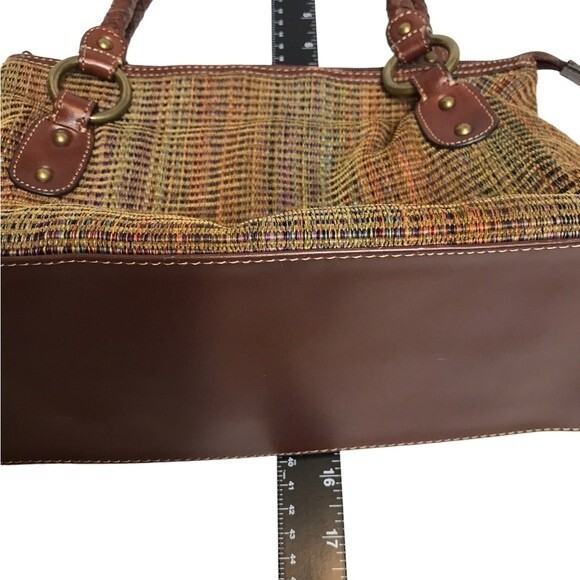 Fossil braided leather trim woven shoulder baguette bag purse‎ - Picture 16 of 16